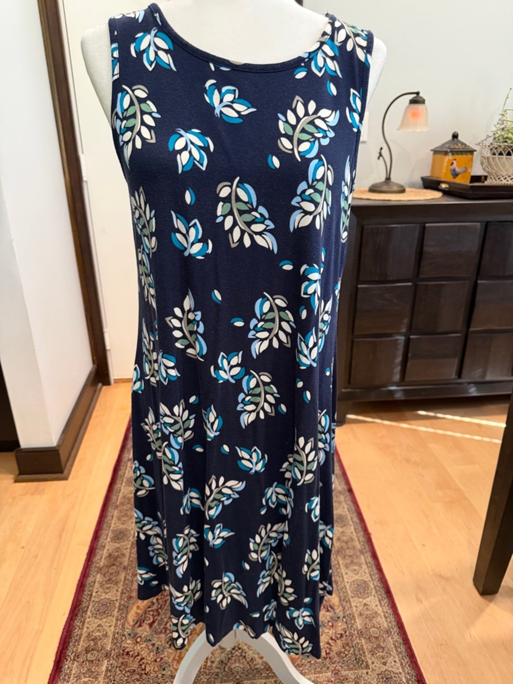 croft & barrow Navy Blue Floral Print Midi Dress